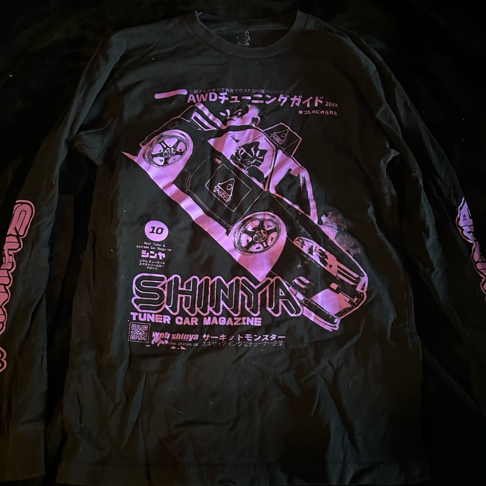 Zumiez Black Long Sleeve Tee with Pink Car Graphic